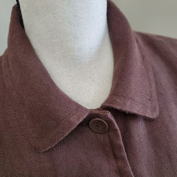 Gap Coat Womens Size 6 Brown Linen Button Up Lightweight Midi Jacket *READ* - Picture 6 of 14